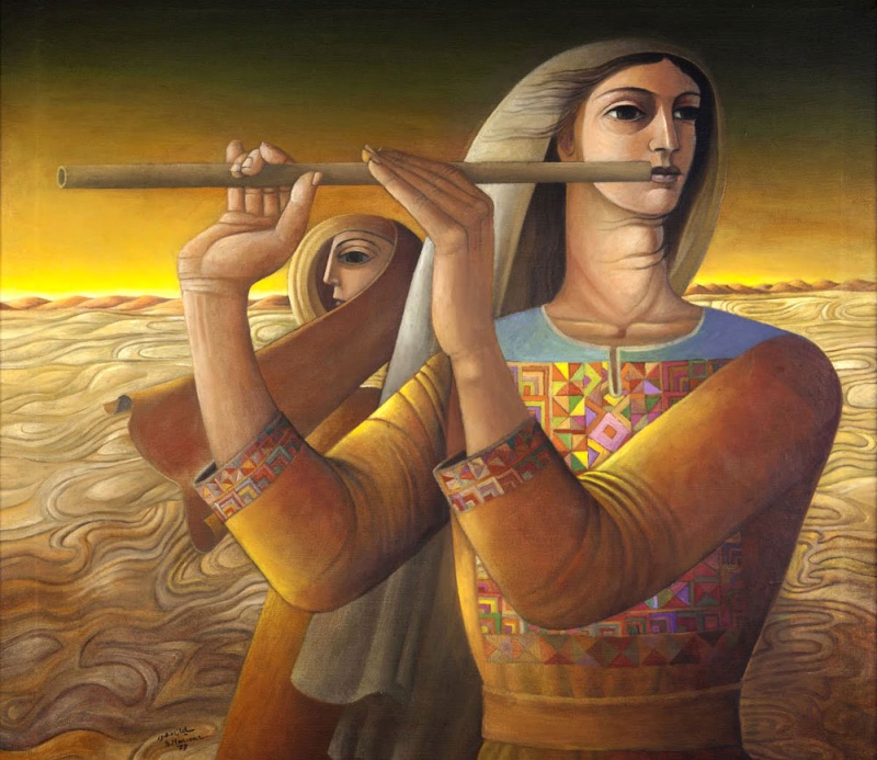 الشعر الفلسطيني لحن المقاومة (لوحة للفنان سليمان منصور)