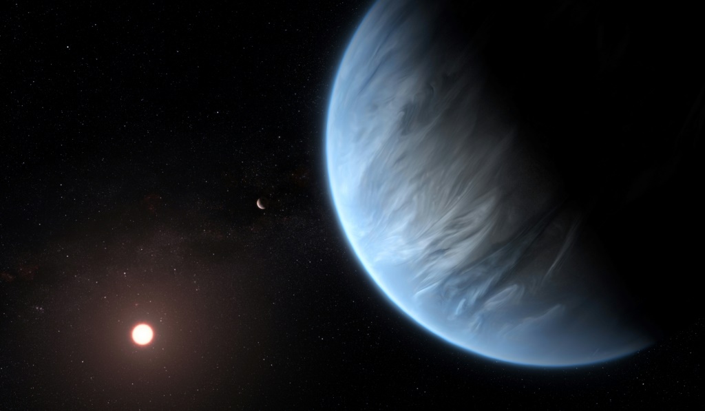 الكوكب "كاي2-18بي" على مستند نشرته وكالة الفضاء الأوروبية في 11 أيلول/سبتمبر 2019 (ا ف ب)