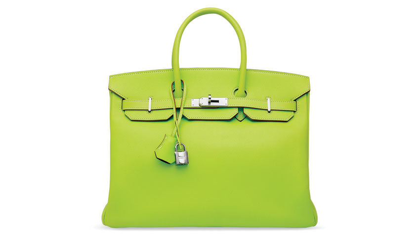 حقيبة من جلد الإبسوم بلون الكيوي (السعر التقديري: 7 آلاف ـ 9 آلاف يورو)
