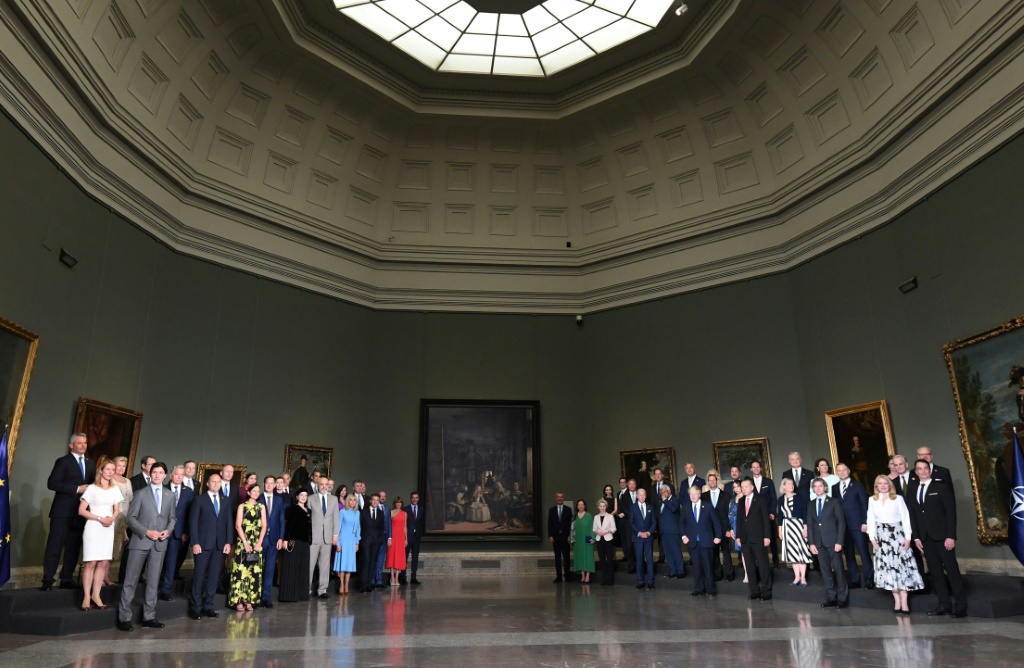  قادة الدول الأعضاء في حلف شمال الأطلسي في مدريد في 29 حزيران/يونيو 2022 (ا ف ب)