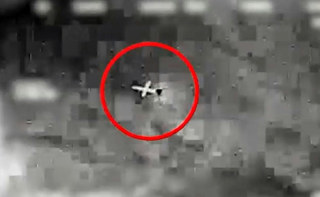 لقطة من فيديو للجيش الإسرائيلي يظهر مسيّرة تم رصدها وتدميرها في الثاني من تموز/يوليو 2022 (ا ف ب)