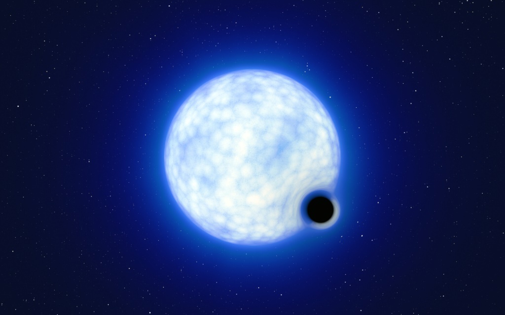 لقطة فنية وزعها المرصد الأوروبي الجنوبي لنظام ثنائي مؤلف من ثقب أسود "خامد" ونجم آخر في مجرة مجاورة (ا ف ب)