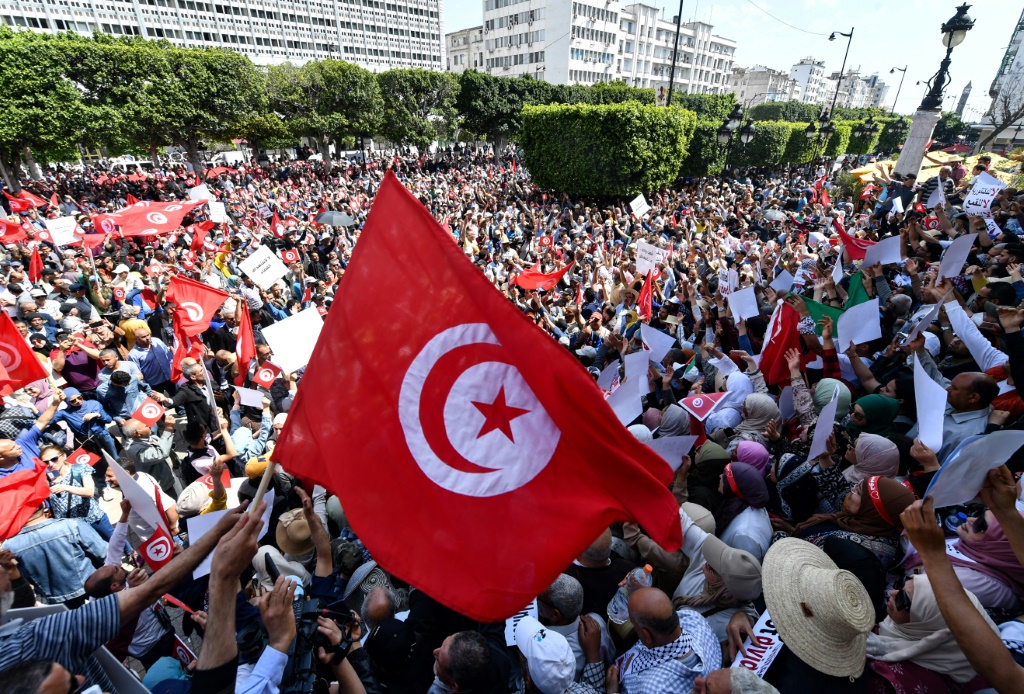 الحزب الدستوري التونسي: قيس سعيد حطم الأرقام القياسية في خرق دولة القانون والمؤسسات (أ ف ب)
