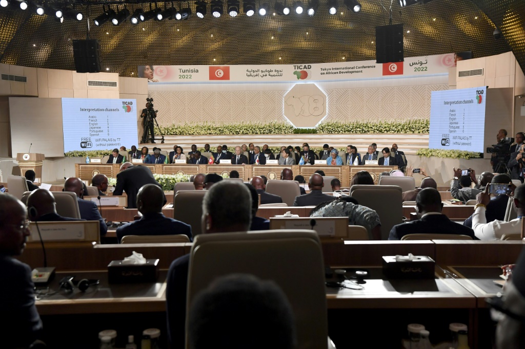 حضور الوفود في افتتاح النسخة الثامنة من "ندوة طوكيو الدولية للتنمية في إفريقيا" المنعقدة في تونس العاصمة بتاريخ 27 آب/أغسطس 2022 (أ ف ب)