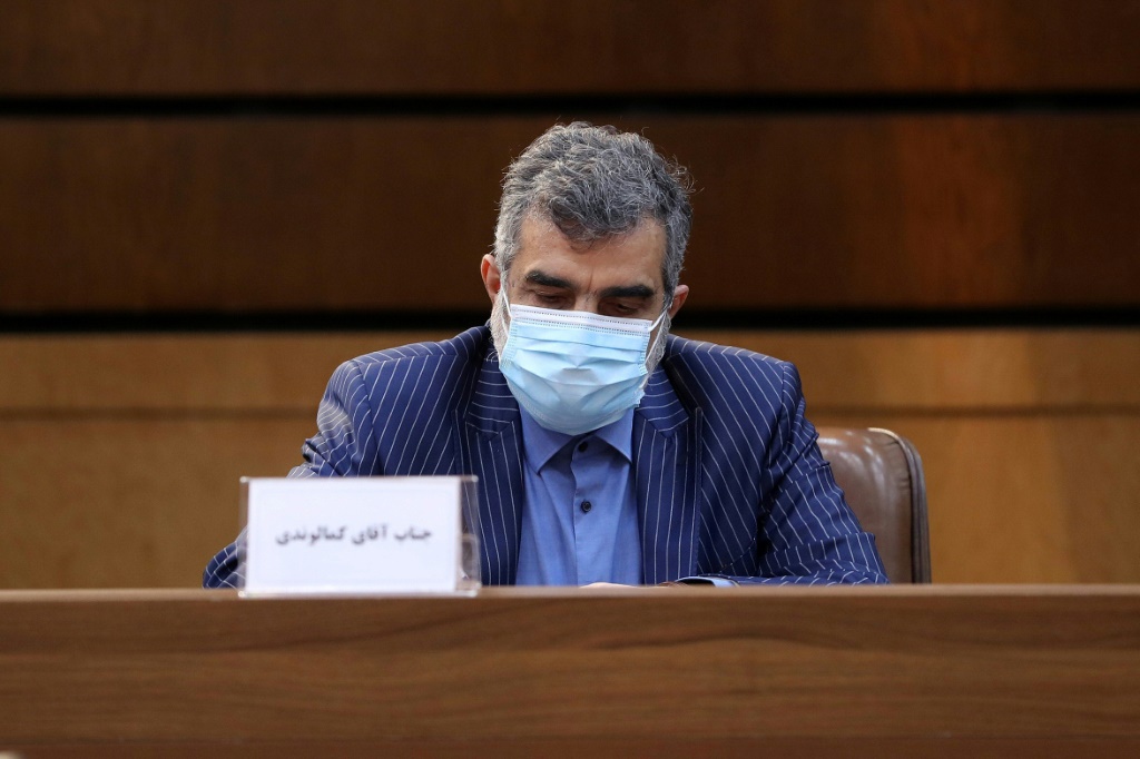    المتحدث باسم منظمة الطاقة الذرية الإيرانية بهروز كمالوندي في صورة مؤرخة 10 نيسان/أبريل 2021. (ا ف ب)