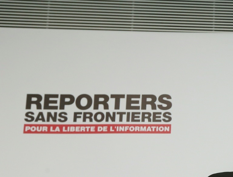 شعار منظمة "مراسلون بلا حدود" (أ ف ب)