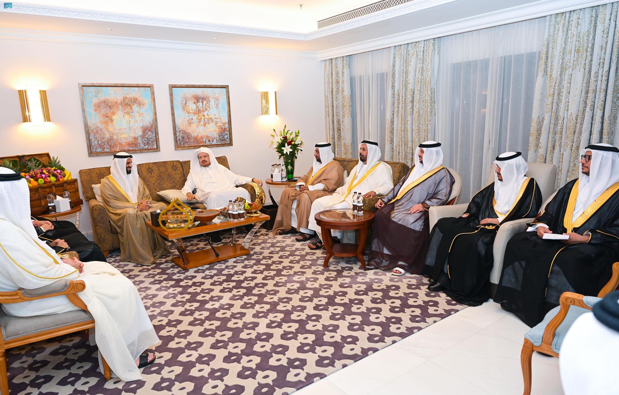 صورة رئيس الشورى يستقبل النائب الأول لرئيس المجلس الوطني الاتحادي الإماراتي(واس)