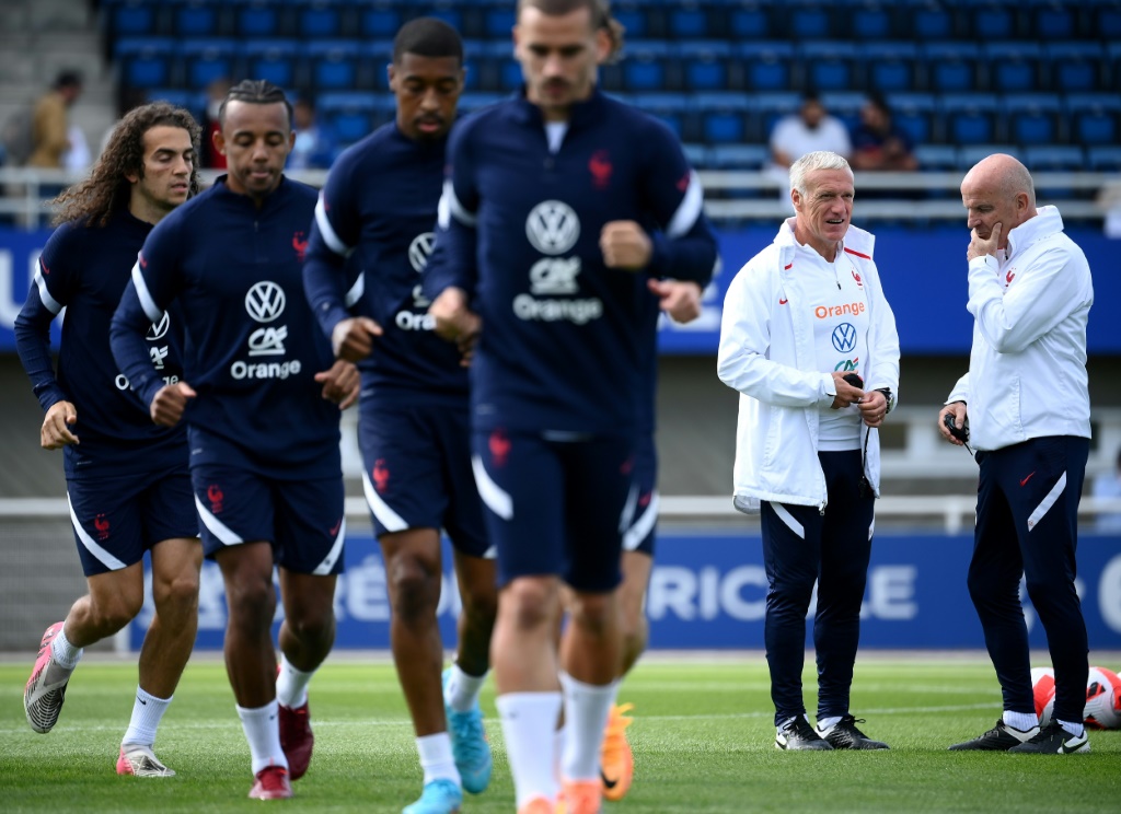 لقطة من تدريبات المنتخب الفرنسي في كليرفونتين-اون-ايفيلين في 30 أيار/مايو 2022 ( ا ف ب )