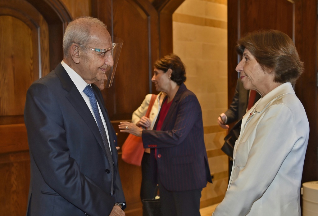 وزيرة الخارجية الفرنسية كاترين كولونا تلتقي برئيس مجلس النواب اللبناني نبيه بري في بيروت في 14تشرين الأول/أكتوبر 2022 (ا ف ب)