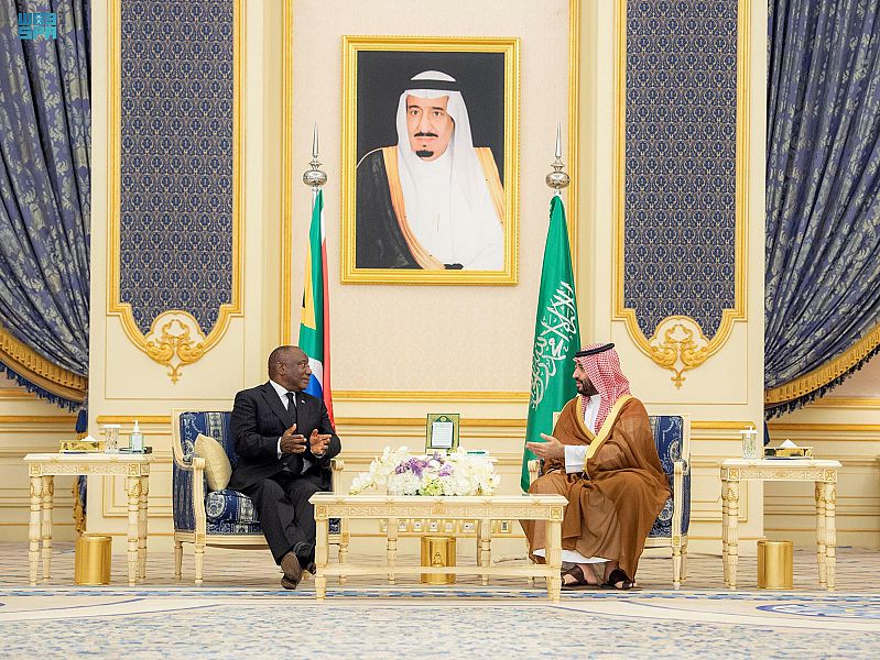 ولي العهد السعودي الأمير محمد بن سلمان ورئيس جنوب إفريقيا سيريل رامافوزا (واس)