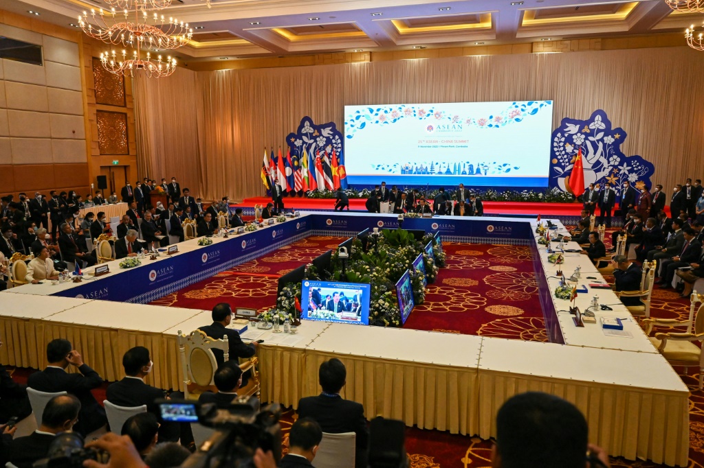 جانب من قمة رابطة دول جنوب شرق آسيا (آسيان) المنعقدة في كامبوديا بتاريخ 11 تشرين الثاني/نوفمبر 2022 (ا ف ب)