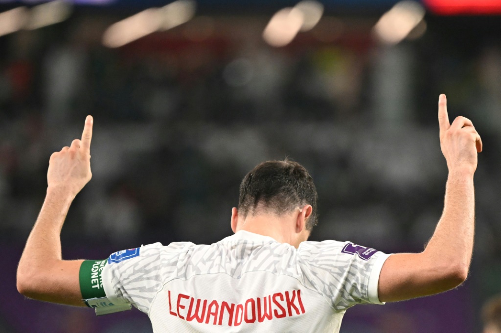 بالتالي يكون ليفاندوفسكي ، نجم برشلونة الإسباني ، قد نجح في تسجيل أول هدف له في تاريخ مشاركاته في كأس العالم. (أ ف ب)