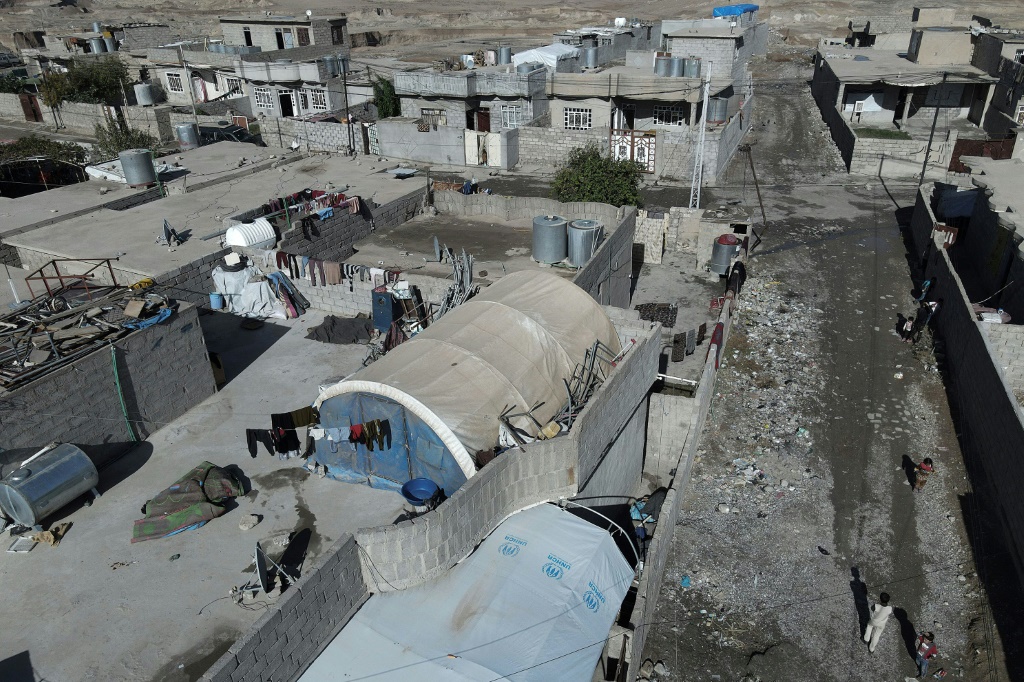    صورة من الجو لمخيم يضم نازحين في الموصل في شمال العراق في 30 تشرين الثاني/نوفمبر 2022 (ا ف ب)