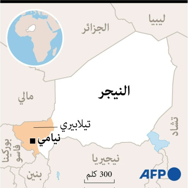 خريطة للنيجر تحدد منطقة تيلابيري المضطربة (ا ف ب)