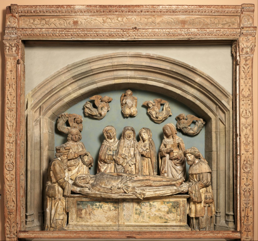 صورة وفرها متحف متروبوليتان للفنون في نيويورك في 15 شباط/فبراير 2023 لمنحوتة من عام 1515 موجودة لديه، تمثل دفن المسيح (ا ف ب)
