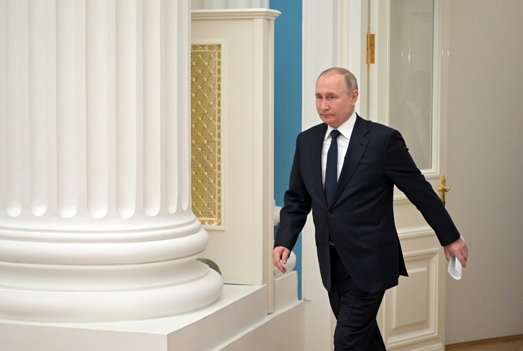 صورة للرئيس الروسي فلاديمير بوتين في 24 فبراير 2022 بعد أن شن غزوًا واسع النطاق لأوكرانيا (أ ف ب)