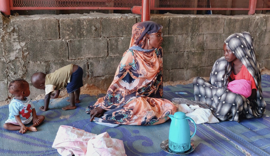     نساء وأطفال سودانيون ينتظرون أمام مركز لتقديم المواد الغذائية في مخيم كلمه للنازحين قرب نيالا في جنوب دارفور في 20 تشرين الثاني/نوفمبر 2022 (أ ف ب)