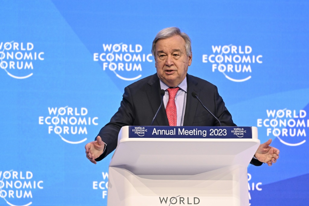 الأمين العام للأمم المتحدة أنطونيو غوتيريش في 18 كانون الثاني/يناير 2023في دافوس (ا ف ب)