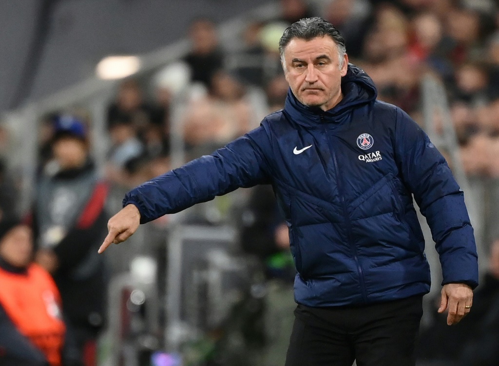 مدرب باريس سان جرمان الفرنسي كريستوف غالتييه خلال اللقاء ضد بايرن ميونيخ الألماني في دوري أبطال أوروبا لكرة القدم. ميونيخ في 8 اذار/مارس 2023 (ا ف ب)