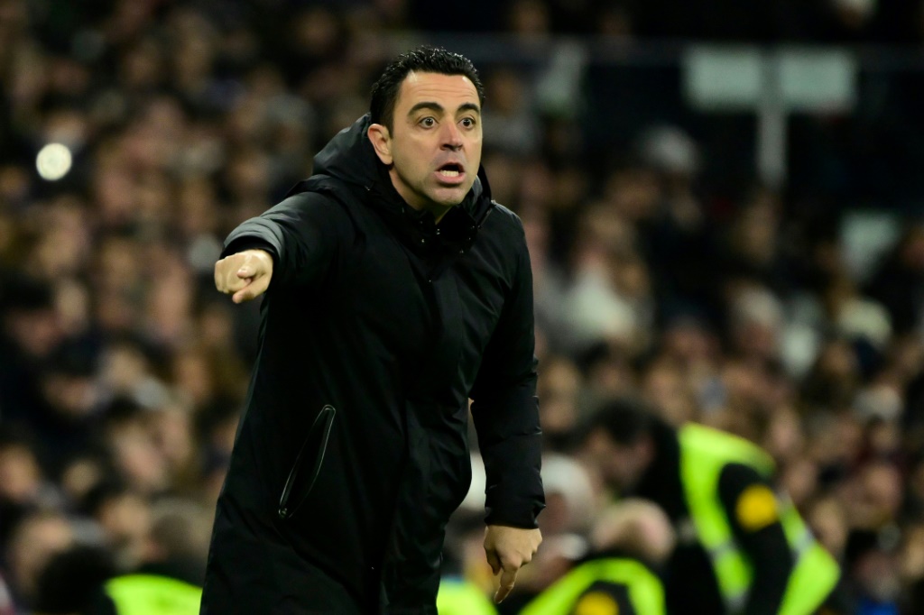 مدرب برشلونة تشافي هرنانديس خلال لقاء ضد ريال مدريد في ذهاب نصف نهائي مسابقة كأس اسبانيا لكرة القدم. مدريد في 2 اذار/مارس 2023 (ا ف ب)