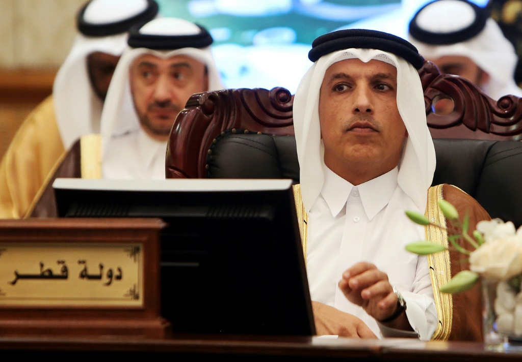 وزير المالية القطري علي شريف العمادي خلال اجتماع خليجي في الكويت في 6 شباط/فبراير 2018 (ا ف ب)