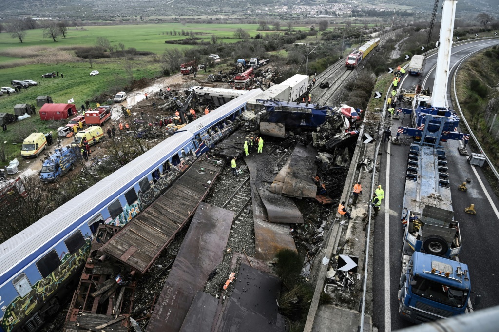    كان حادث 28 فبراير في وسط اليونان أسوأ كارثة قطارات في البلاد (ا ف ب)