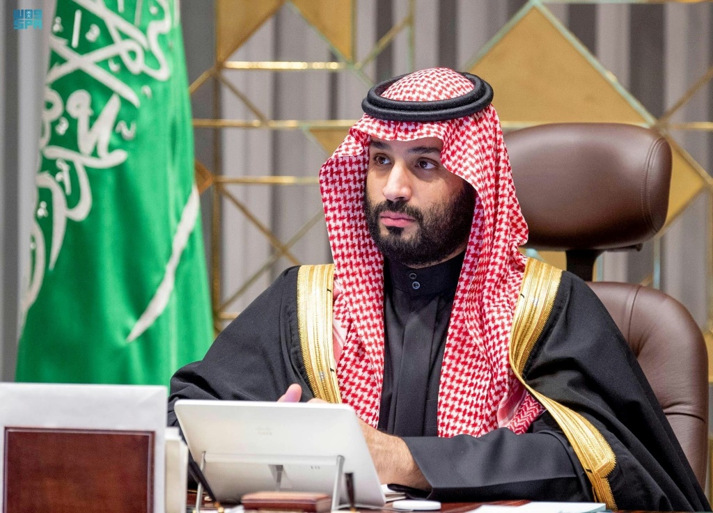    صورة نشرتها وكالة الأنباء السعودية لولي العهد الأمير محمد بن سلمان خلال الاجتماع السنوي لمجلس الشورى، في الرياض في 30 كانون الأول/ديسمبر 2021 (ا ف ب)