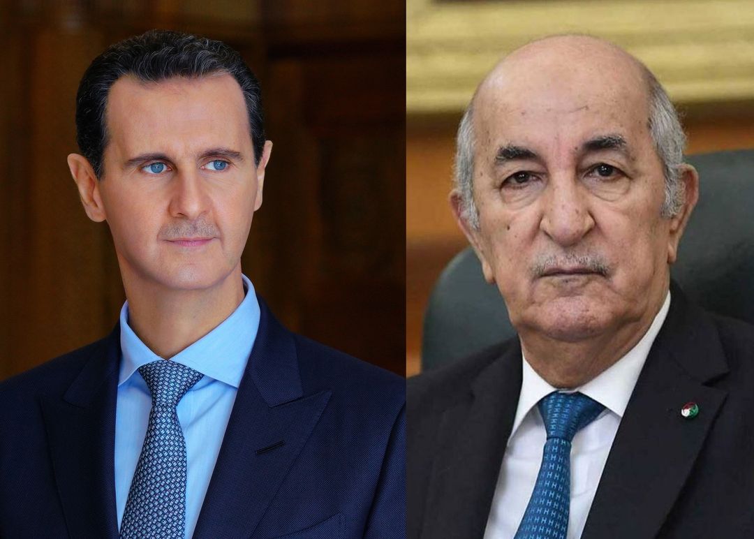  الرئيس الجزائري عبد المجيد تبون، مع الرئيس السوري، بشار الأسد (الرئاسة السورية)