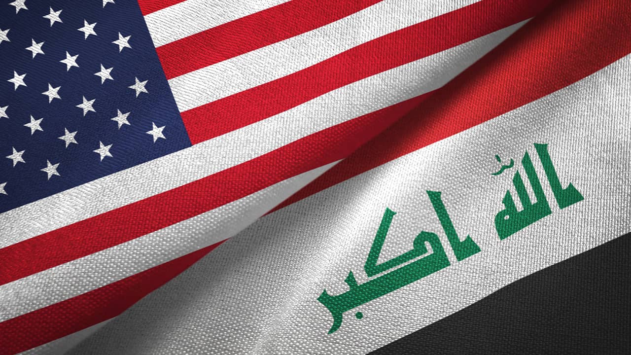 صورة مركبة للعلم العراقي والعلم الامريكي (مواقع الكترونية)