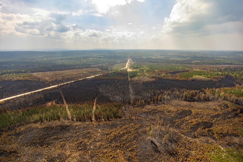 غابات وأحراش دمرتها الحرائق في ألبرتا في غرب كندا في 10 أيار/مايو 2023 (ا ف ب)
