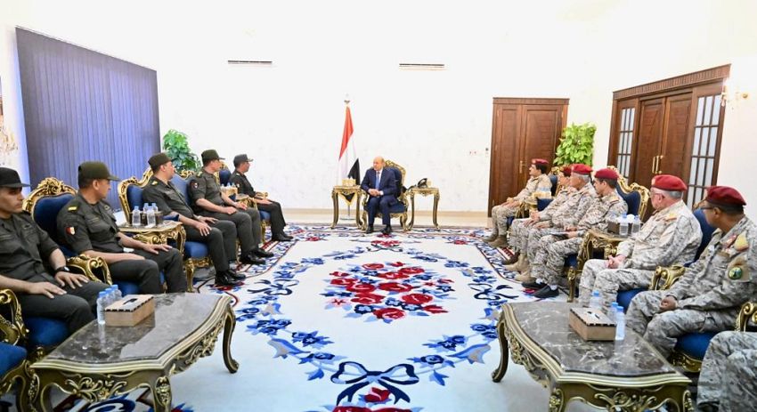 العليمي يبحث قضايا مشتركة مع وفد عسكري مصري
