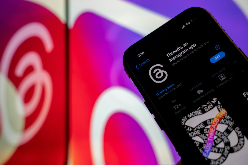 تعبيرية لشعار تطبيق "Threads" من ميتا (ا ف ب)