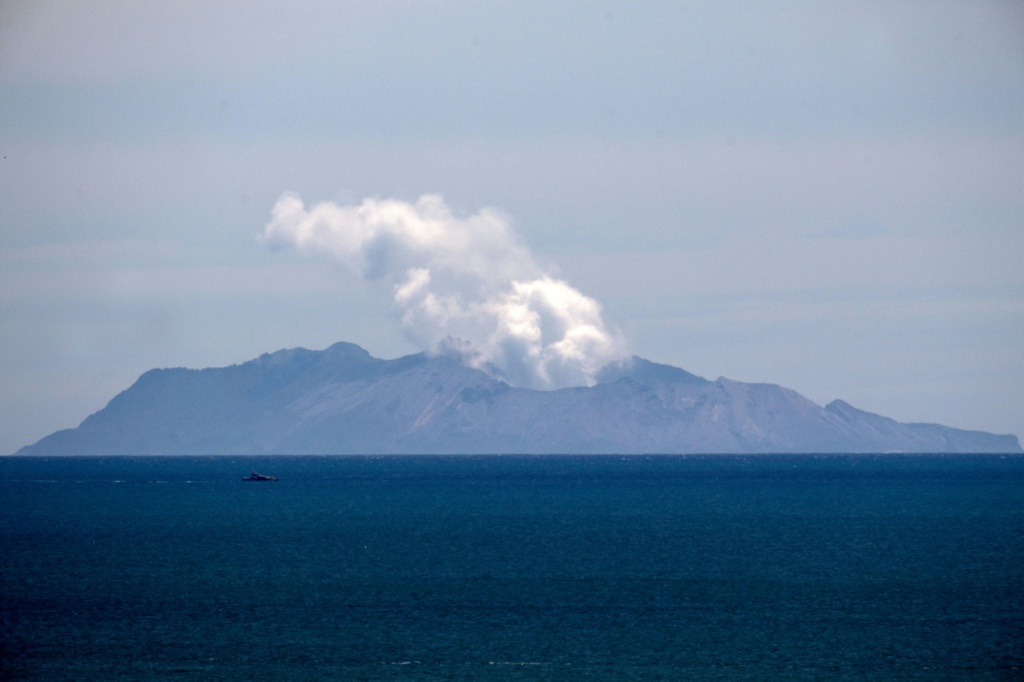     يتصاعد البخار من بركان وايت آيلاند بعد الانفجار البركاني في 9 ديسمبر 2019 (أ ف ب)   