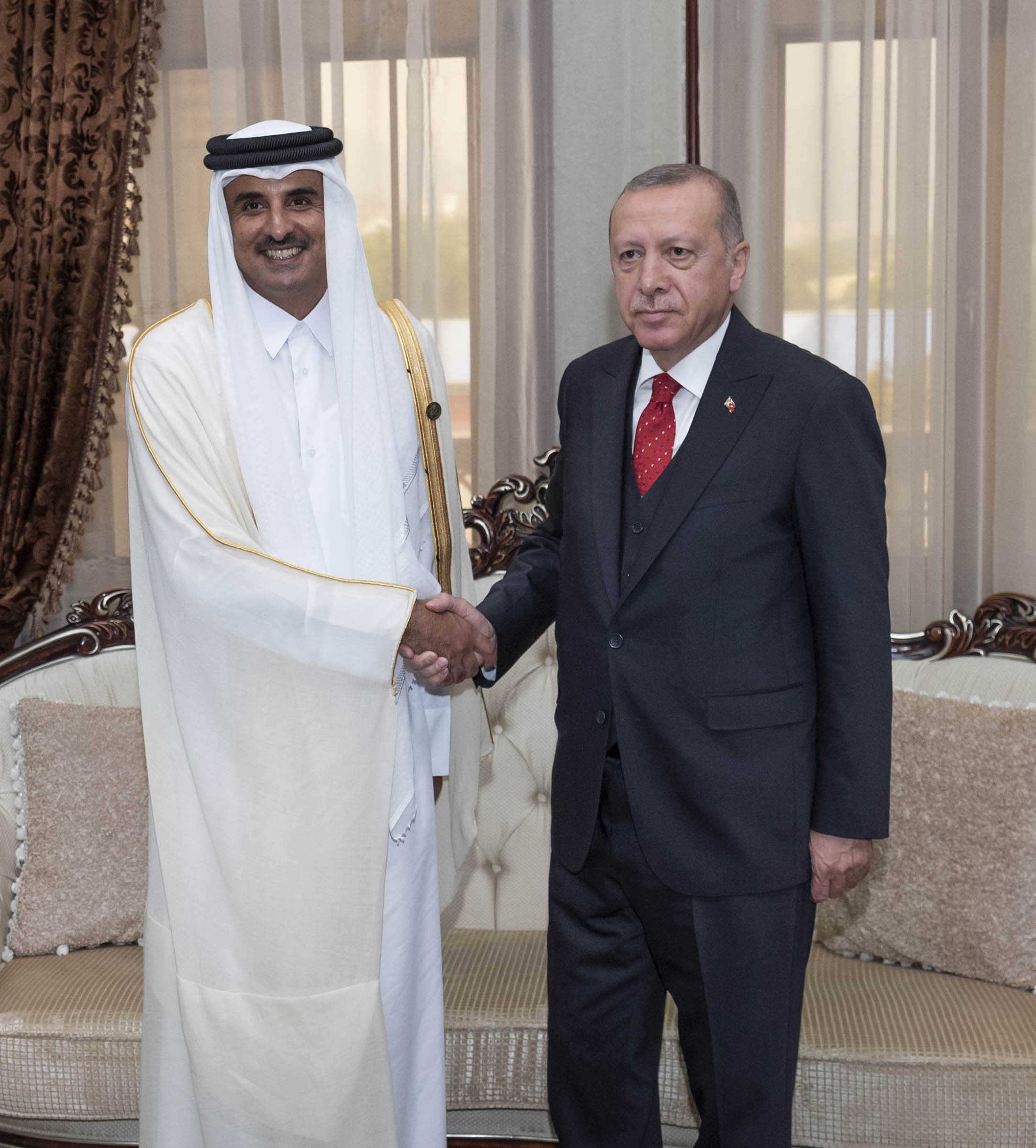 أمير قطر الشيخ تميم بن حمد آل ثاني مع الرئيس التركي رجب طيب أردوغان (الديوان الأميري القطري)