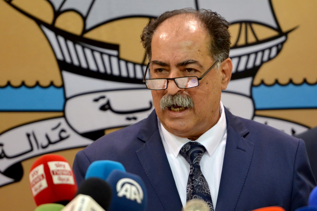 وزير الداخلية التونسي كمال الفقي خلال مؤتمر صحافي في العاصمة تونس بتاريخ 11 أيار/مايو 2023 (ا ف ب)