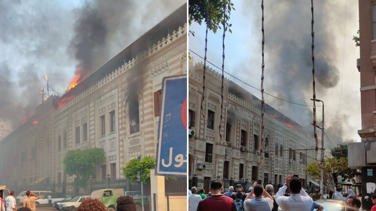 اندلاع حريق ضخم في مبنى وزارة الأوقاف المصرية القديم وسط القاهرة (ار تي)