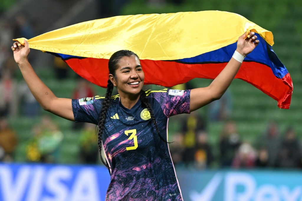 مدافعة كولومبيا دانييلا أرياس تحتفل بتأهل بلادها الى ربع نهائي مونديال السيدات في كرة القدم. ملبورن، في 8 آب/أغسطس 2023 (ا ف ب)