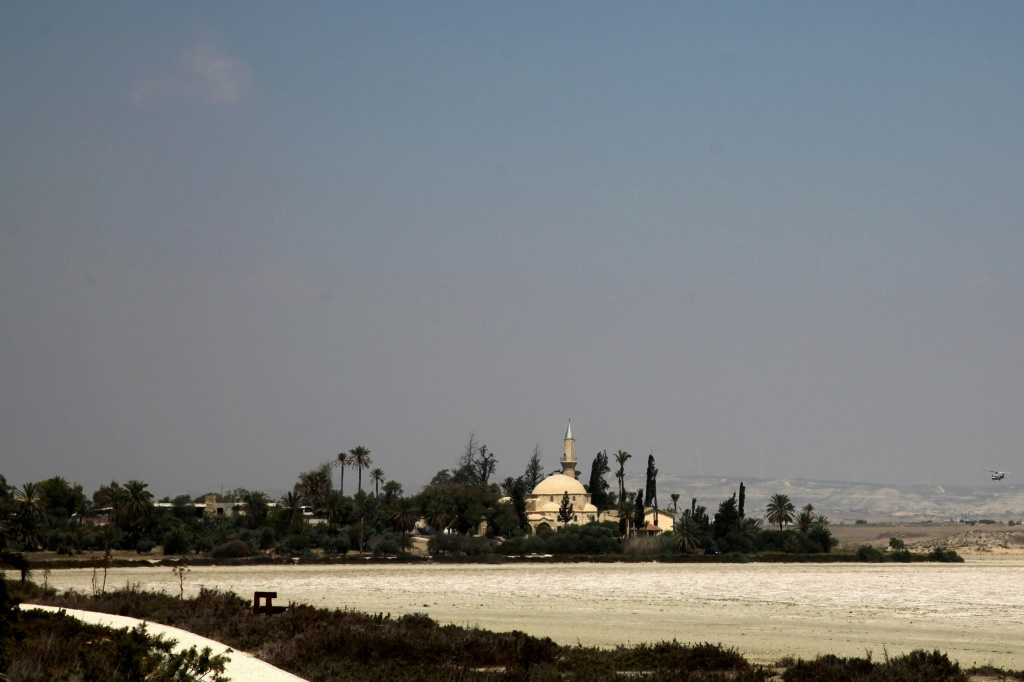صورة تم التقاطها في 28 تموز/يوليو 2014 تظهر تكية هالة سلطان في مدينة لارنكا الساحلية في قبرص (ا ف ب)