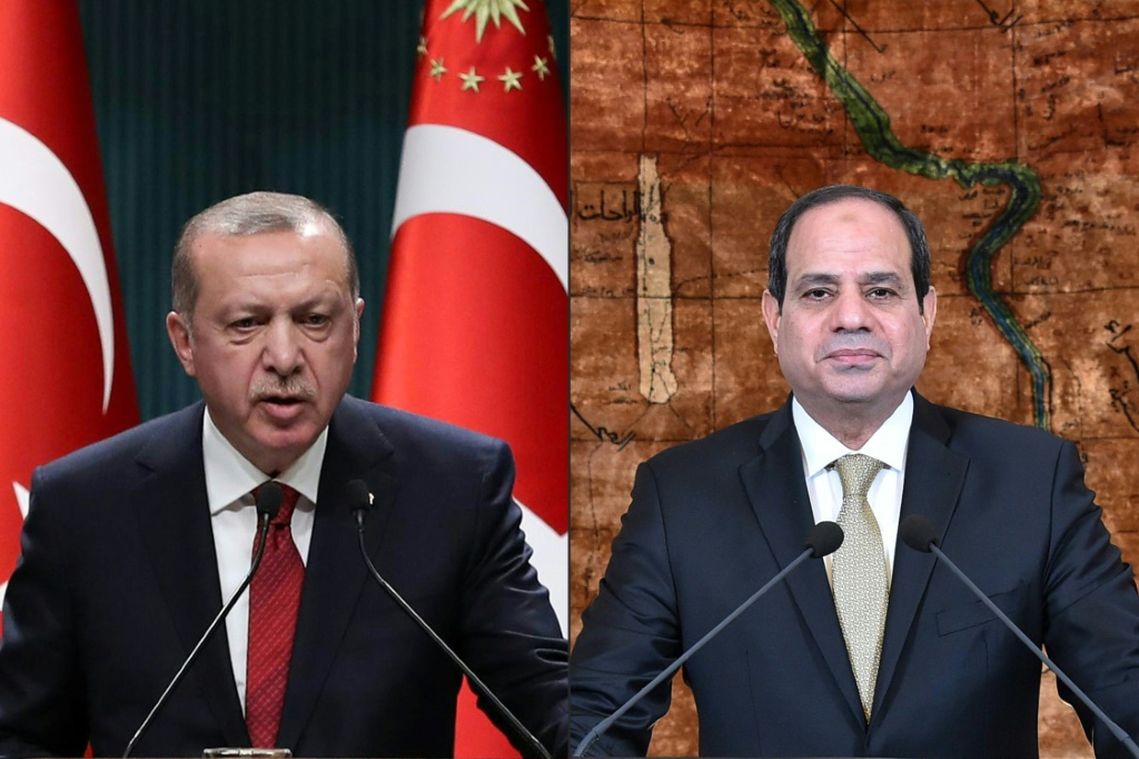 صورة مركبة للرئيسين المصري والتركي (ا ف ب)