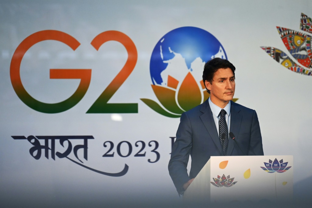    رئيس الوزراء الكندي جاستن ترودو بعد جلسة ختام قمة مجموعة العشرين في نيودلهي بتاريخ 10 أيلول/سبتمبر 2023 (أ ف ب)   