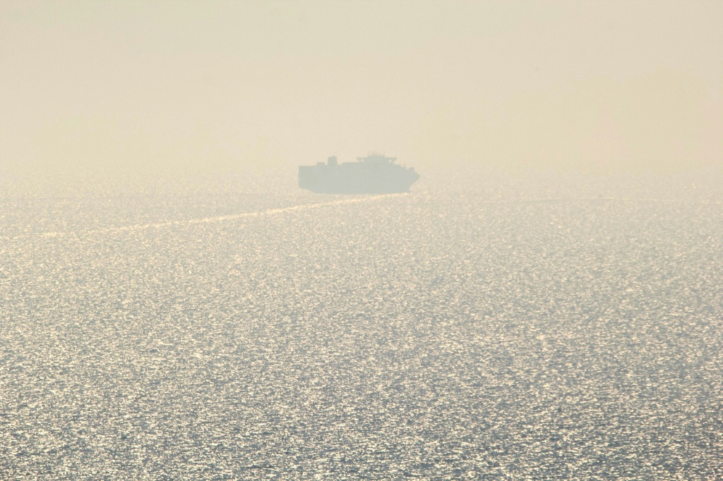 سفينة شحن تستخدم البحر الأسود لدى مغادرتها من ميناء أوديسا بتاريخ 16 آب/اغسطس 2023 (ا ف ب)