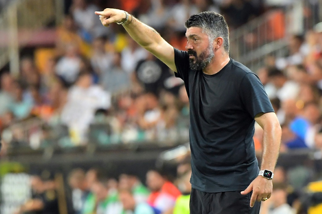 الإيطالي جينارو غاتوزو خلال مباراة فريقه السابق فالنسيا أمام أتلتيكو مدريد في فالنسيا في آب/أغسطس 2022 (ا ف ب)