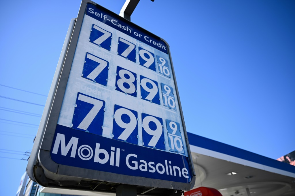 وقالت وزارة العمل إن ارتفاع مؤشر البنزين كان مساهما رئيسيا في تضخم أسعار المستهلكين (أ ف ب)   