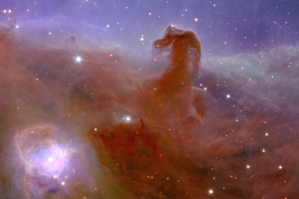 صورة غير مؤرخة تُظهر سديم رأس الحصان، وفرتها في 2 تشرين الثاني/نوفمبر 2023 وكالة الفضاء الأوروبية والتقطها التلسكوب القضائي الأوروبي "إقليدس" (ا ف ب)