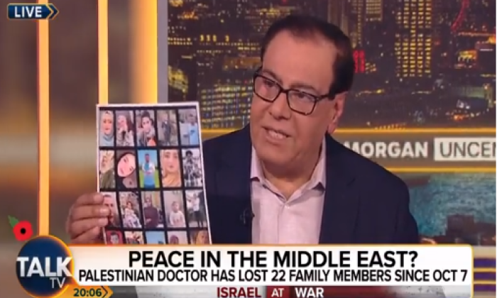 الطبيب الفلسطيني عز الدين أبو العيش في مقابلة مع الإعلامي البريطاني بيرس مورجان (مواقع التواصل)