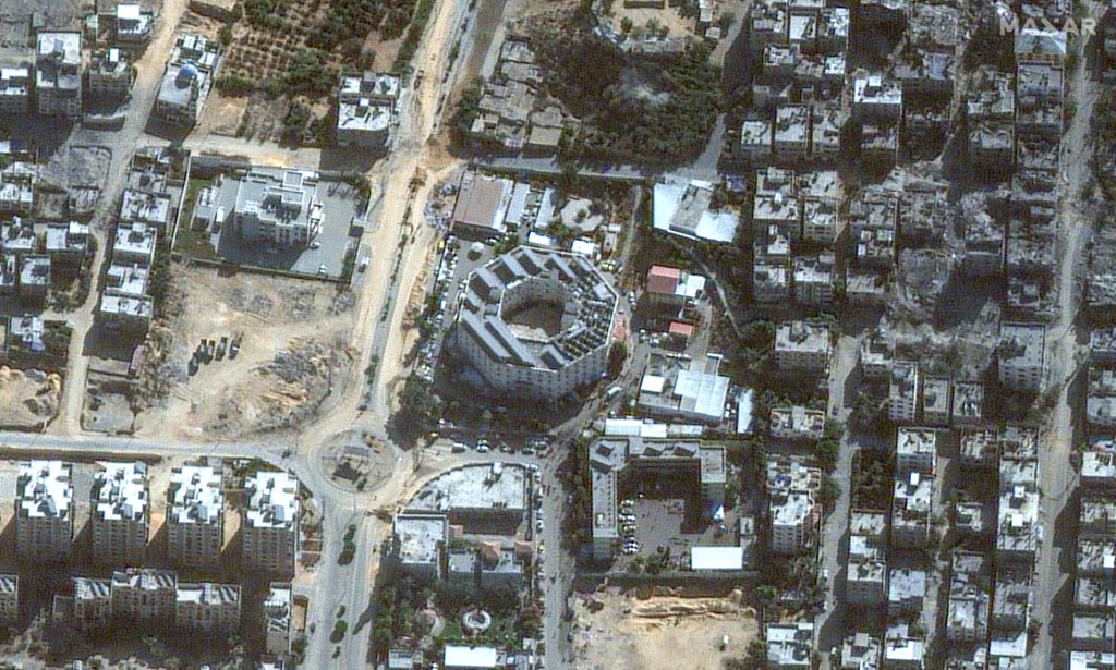 خريطة تحدد موقع مستشفى الشفاء، المستشفى الرئيسي في غزة، حيث أعلن الجيش الإسرائيلي عن 