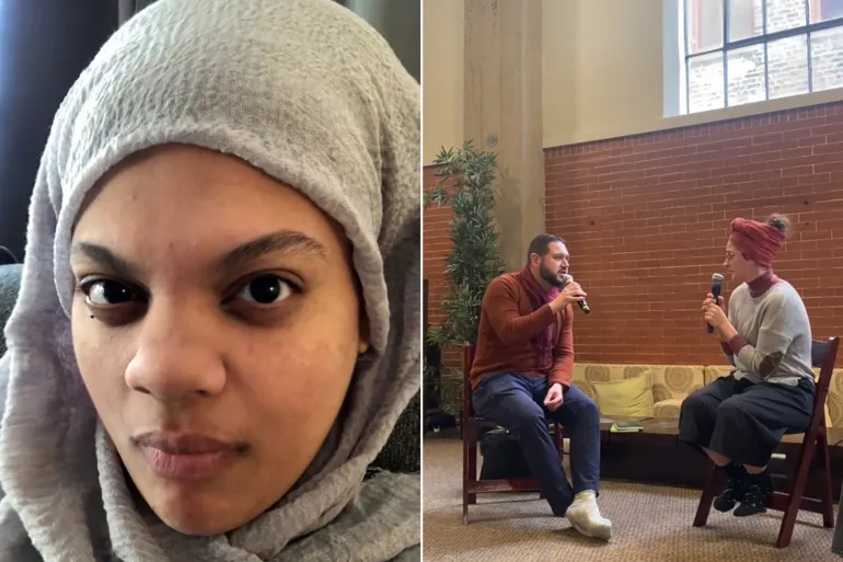 الناشطة الأميركية ويلدز تقرأ القرآن الكريم ورايس ترتدي الحجاب (مواقع التواصل)