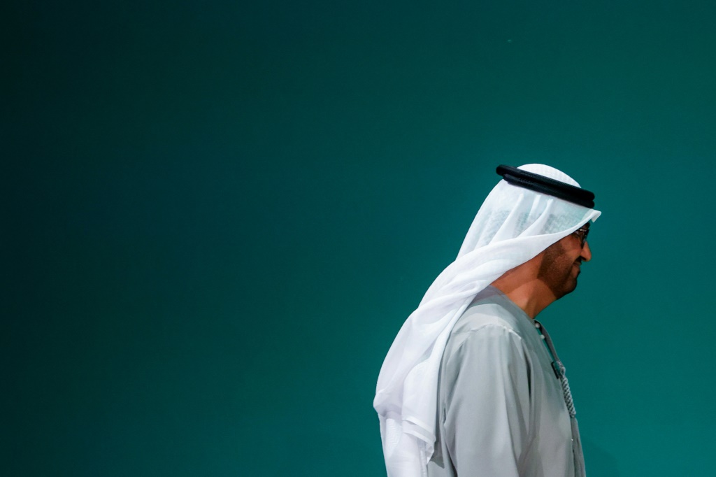 رئيس كوب28 الإماراتي سلطان الجابر في الجلسة الختامية لمؤتمر الامم المتحدة للمناخ في دبي في 13 كانون الأول/ديسمبر 2023 (أ ف ب)   