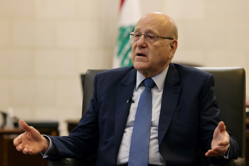 رئيس حكومة تصريف الأعمال اللبنانية نجيب ميقاتي (ا ف ب)