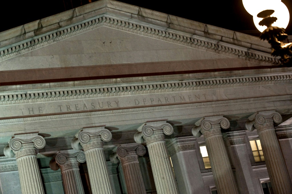 واجهة مقر وزارة الخزانة الأميركية في واشنطن بتاريخ 5 آب/اغسطس 2011 (ا ف ب)   